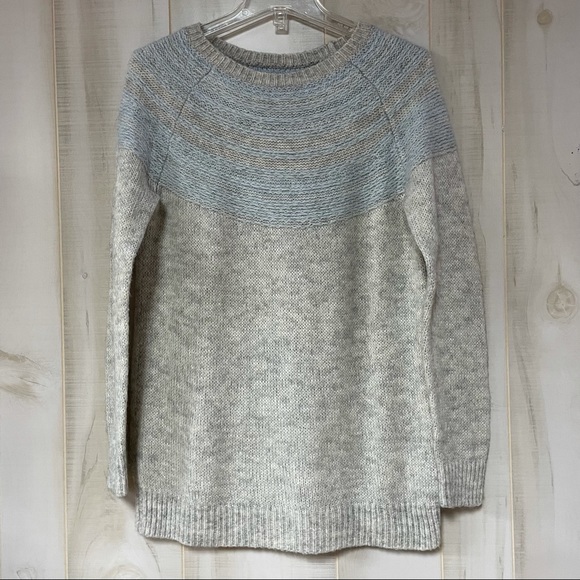 LOFT Sweaters - Loft Grey Blue Mohair Blend Crew Sweater Sz S Raglan Sleeve